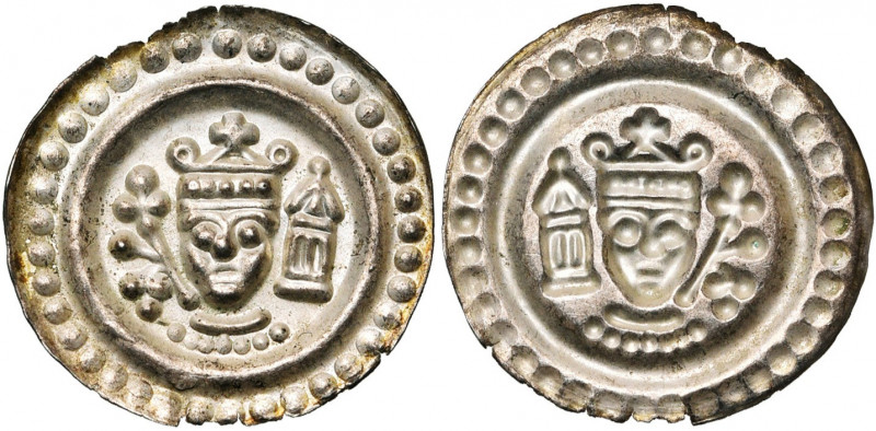 ALLEMAGNE, ULM, atelier impérial, Frédéric II (1215-1250), AR bractéate. D/ B. c...