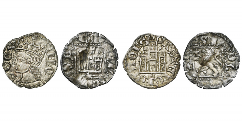 ESPAGNE, CASTILLE ET LEON, lot de 2 p.: Alphonse XI (1312-1350), cornado, Leon; ...