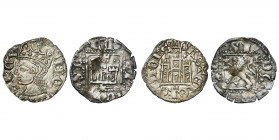 ESPAGNE, CASTILLE ET LEON, lot de 2 p.: Alphonse XI (1312-1350), cornado, Leon; Henri II de Trastamare (1368-1379), noven, La Corogne. A.B. 338.1, 497...