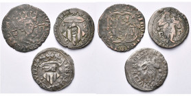 ESPAGNE, lot de 3 p.: Castille et Leon, Henri II (1368-1379), real de vellon (A.B. 441, rare); Perpignan, double sol contremarqué, 1598 (sur 1596) et ...