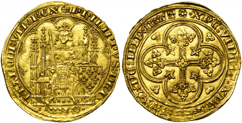 FRANCE, Royaume, Philippe VI de Valois (1328-1350), AV écu d''or à la chaise, 1e...