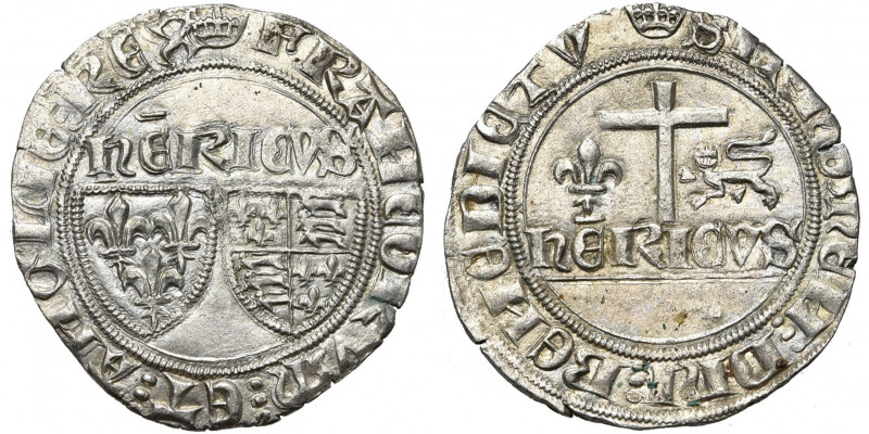 FRANCE, Royaume, Henri VI d''Angleterre (1422-1453), billon blanc aux écus, nove...