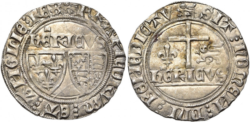 FRANCE, Royaume, Henri VI d''Angleterre (1422-1453), billon blanc aux écus, nove...