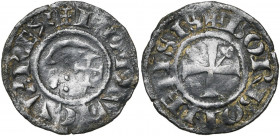 FRANCE, BOURBON, Seigneurie, billon denier anonyme, fin du 12e s. Imitation du type nivernais. Au titre immobilisé de Louis VII. D/ + LODVICVS· REX Cr...
