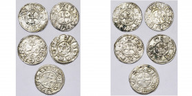 FRANCE, DEOLS (CHATEAUROUX), Comté, lot de 5 p.: Eudes l''Ancien (1012-1044), denier (3); Successeurs d''Eudes l''Ancien, denier à l''étoile (2, Beau ...