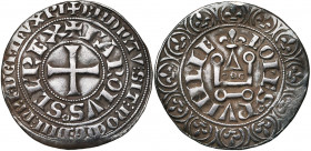 FRANCE, PROVENCE, Comté, Charles Ier d''Anjou (1245-1285), AR gros tournois, 1267-1277, Avignon. Au titre de roi de Sicile. D/ Croix pattée. En légend...