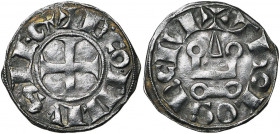 FRANCE, TOULOUSE, Comté, Alphonse de France (1249-1271), billon denier tournois. D/ + A· CO FILIVS REG (le G croiseté) Croix pattée. R/ + THOLOSA CIVI...