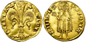 ITALIE, FLORENCE, République (1189-1532), AV fiorino d''oro, s.d. (1332-1348). 9e série. Différent: croix. D/ + FLOR-ENTIA Lis florentin. R/ ·S·IOHA-N...
