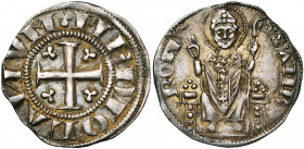 ITALIE, MILAN, Première République (1250-1310), AR ambrosino ridotto (8 denari). D/ MEDIOLANVM Croix cantonnée de quatre trèfles. R/ S'' AMB-ROSIV'' ...