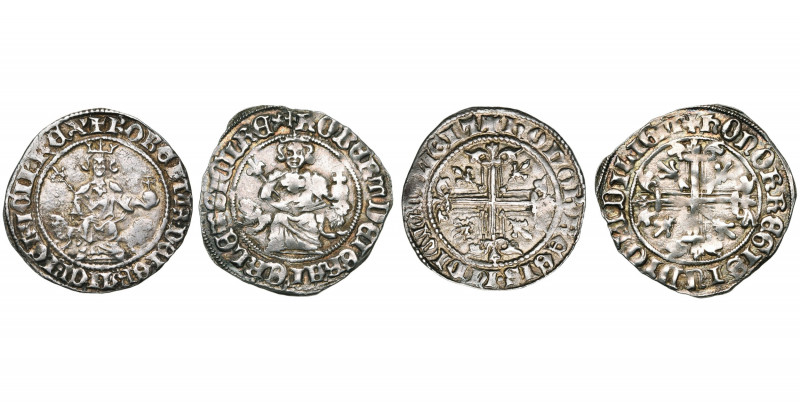 ITALIE, NAPLES, Robert d''Anjou (1309-1343), lot de 2 gigliati, début du règne e...