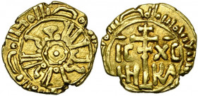 ITALIE, SICILE, Roger II, roi (1130-1154), AV tari, AH 546 (AD 1151/1152), Palerme. D/ Légende coufique en deux lignes circulaires. Au centre, un poin...