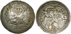 ITALIE, SICILE, Roger II, roi (1130-1154), AR ducalis, 1140-1154, Palerme. D/ + IC XC RC- IN AETERN B. du Christ nimbé de f., ten. les Evangiles. R/ L...