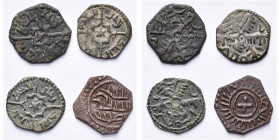 ITALIE, SICILE, Roger II, roi (1130-1154), lot de 4 follari à légendes coufiques, après 1140. Spahr 79 (3), 80.
Très Beau