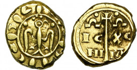 ITALIE, SICILE, Frédéric II de Hohenstaufen, roi de Sicile (1197-1250), AV tari, vers 1231-1250, Brindisi (?). D/ Aigle de f., t. à d. R/ Croix longue...