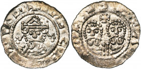NEDERLAND, FRIESLAND, Graafschap, Egbert II (1068-1090), AR denarius, 1068-1077 (?), Stavoren. Vz/ + VECBERTVS Gekroond bb. v.v. Kz/ + STΛV[ERO]NV Bb....
