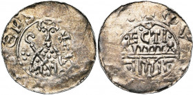 NEDERLAND, UTRECHT, Bisdom, Willem van Pont (1054-1076), AR denarius. Vz/ Bisschop met kruisscepter en kromstaf v.v. Links drie punten. Kz/ + [TRAIEC]...