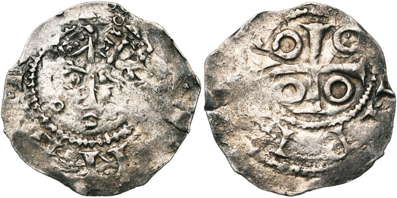 NEDERLAND, TIEL, keizerlijke munt, Hendrik IV (1056-1106), AR denarius. Vz/ Gekr...