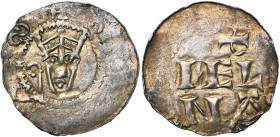 NEDERLAND, ZALTBOMMEL (?), AR denarius, na 1046. Imitatie van het Tielse type onder Hendrik III (1039-1056). Vz/ Gekroond hoofd v.v. met staf l. Kz/ I...