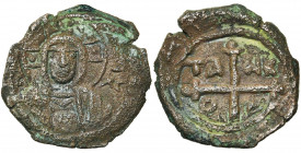 PRINCIPAUTE D''ANTIOCHE, Tancrède de Hauteville, régent (1104-1112), AE follis. 4e type. D/ B. du Christ nimbé de f. Dans le champ, IC-XC. R/ Croix ca...