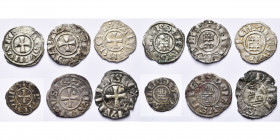 ROYAUME DE JERUSALEM, lot de 6 p.: Baudouin III (1143-1163), denier à la tour de David, 2e groupe (style affiné), types 2, 4 et 5; obole, type 5; Amau...