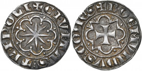COMTE DE TRIPOLI, Bohémond VI (1251-1275), AR gros, après 1268 (?). D/ + BOEMVNDVS COMES Croix pattée dans un quadrilobe anglé. R/ + CIVITAS TRIPOLI E...