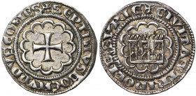 COMTE DE TRIPOLI, Bohémond VII (1275-1287), AR demi-gros. D/ + SEPTIMVS BOEMVNDVS COMES Croix pattée dans un polylobe. R/ + CIVITAS TRIPOLIS SVRIE Don...