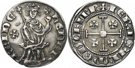 ROYAUME DE CHYPRE, Henri II (1285-1324), AR gros, 1310-1324, Famagouste (?). Série 1b. D/ Le roi trônant de f., ten. le sceptre et le gl. cr. A g., un...
