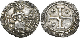 ROYAUME DE CHYPRE, Pierre Ier (1359-1369), AR gros. D/ Le roi trônant de f., ten. une épée et un gl. cr. A d., son écu. A g., un petit oiseau. Sur le ...