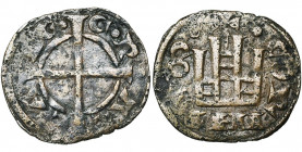 PRINCIPAUTE D''ACHAIE, Guillaume II de Villehardouin (1246-1278), Cu denier à la tour, Corinthe. D/ G• P- AC-CA-IE• Croix longue. R/ +•CORINTHVM• Port...