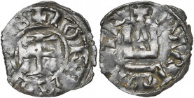 DESPOTAT DE ROMANIE-EPIRE, Jean II Orsini (1321-1335), billon denier tournois, Arta. D/ + IOHS DESPOTVS Croix pattée. R/ + DE ARTA CASTRV Châtel tourn...