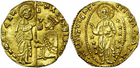 SEIGNEURS DE CHIOS, La Mahone génoise des Giustiniani, AV ducat, fin 14e-début 15e siècle. Imitation du ducat vénitien d''Antonio Venier (1382-1400). ...