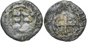 SEIGNEURS DE MYTILENE, Francesco II Gattilusio (1384-1403), Cu denier. D/ Ecu ovale de Gattilusio dans un polylobe. R/ Croix cantonnée de quatre B. Me...