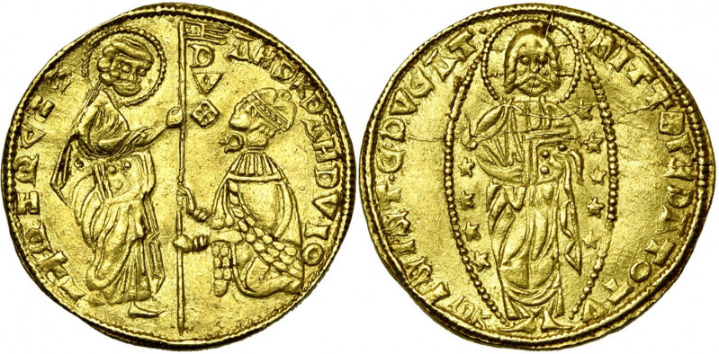AV ducat, 2e moitié du 14e s. Imitation levantine du ducat vénitien d''Andrea Da...