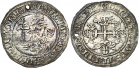 ORDRE DE SAINT-JEAN A RHODES, Raymond Bérenger (1365-1374), AR gigliat. D/ Le grand maître agenouillé à g. devant une croix patriarcale. A d., son écu...