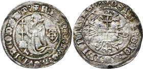 ORDRE DE SAINT-JEAN A RHODES, Robert de Juilly (1374-1377), AR gigliat. D/ Le grand maître agenouillé à g. devant une croix patriarcale. A d., son écu...