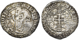 ORDRE DE SAINT-JEAN A RHODES, Juan Fernandez de Heredia (1377-1396), AR gigliat. D/ Le grand maître agenouillé à g. devant une croix patriarcale. A d....
