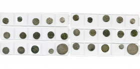lot de 15 p.: Royaume de Jérusalem, Baudouin III, denier (troué) et obole; Amaury, denier (2) et obole; Antioche, Bohémond III, denier à la tête casqu...