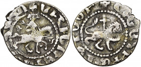 ARMENIE, Royaume, Oshin (1308-1320), AR takvorin. D/ Le roi à cheval à d. Dans le champ, /. R/ Lion marchant à d. Au-dessus, croix latine. Point au-...