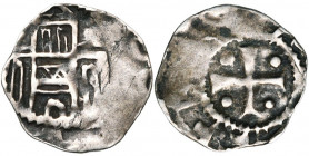BRABANT, Duché, Godefroid III (1143-1190), AR denier, 1145-1164. D/ Façade d''église à trois tours, la tour centrale accostée de globules. R/ + [GOD]E...