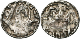 BRABANT, Duché, Henri Ier (1190-1235), AR denier, 1190-1210. D/ HE-NRICVS DV/X B. du duc de f., en cotte de mailles, ten. une épée. R/ La collégiale r...