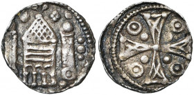 BRABANT, Duché, Henri Ier (1190-1235), AR denier à la tour, 1211-1235. D/ Porte ou donjon flanqué de deux tours. Un globule de part et d''autre de la ...