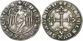 BRABANT, Duché, Jean Ier (1268-1294), AR double esterlin à l''ange, à partir de 1277, Bruxelles. D/ + MONETA BRVXELLENCIS L''archange saint Michel de...