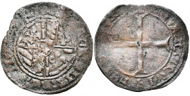 BRABANT, Duché, Philippe le Bon (1430-1467), billon double mite de Brabant, 1458-1459, Malines. D/ Armes de Bourgogne en plein champ. R/ Croix pattée ...