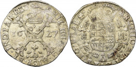 ARTOIS, Comté, Philippe IV (1621-1640), AR patagon, 1627, Arras. D/ Croix de Bourgogne sous une couronne, portant le bijou de la Toison d''or. R/ Ecu ...
