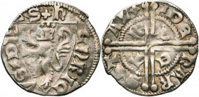 HERSTAL, Henri de Louvain (1254-1285), AR esterlin, vers 1280. Monétaire Pierre. D/ + H-ENRIC-VS DN-S Ecu au lion. R/ DE- HAR-SST-AL Double croix b...