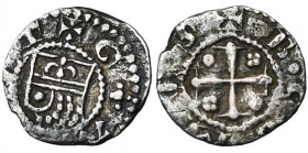 VLAANDEREN, Graafschap, Boudewijn VIII en/of IX (1191-1202), AR kleine denarius, Gent. Vz/ + G-A-N-T Gehelmd hoofd l. met een lelie op de helm. Kz/ + ...