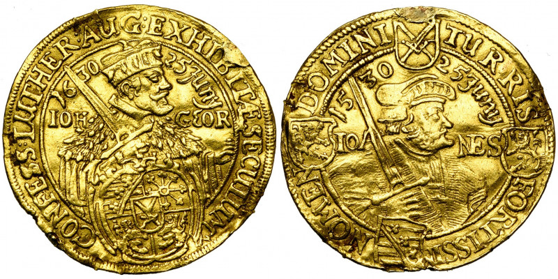 ALLEMAGNE, SAXE, Johann Georg Ier (1615-1656), AV double ducat, 1630, Dresde. Ce...