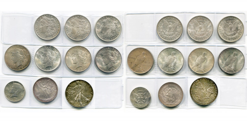 ETATS-UNIS, lot de 10 p. en argent: dollar, 1881O, 1884O, 1921, 1922 (2), 1923 (...