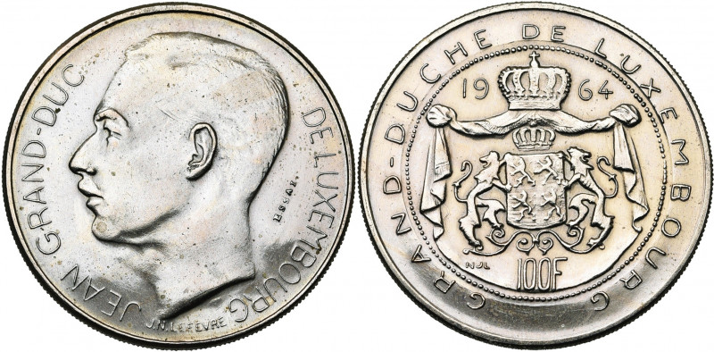 LUXEMBOURG, Jean (1964-2000), 100 francs, 1964, Bruxelles. Essai en cupro-nickel...