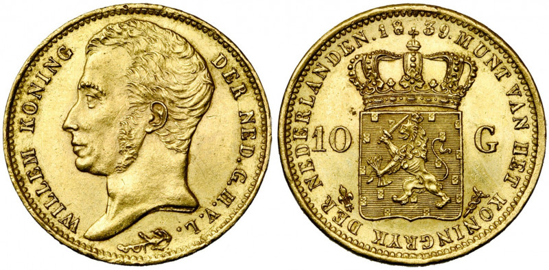 NEDERLAND, Koninkrijk, Willem I (1815-1840), AV 10 gulden, 1839, Utrecht. Sch. 1...